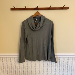 Love Marks Waffle Knit Cowl Neck Long Sleeve Top